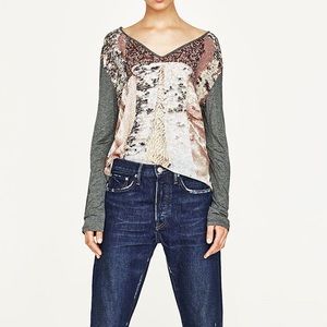 Zara sequin print t-shirt